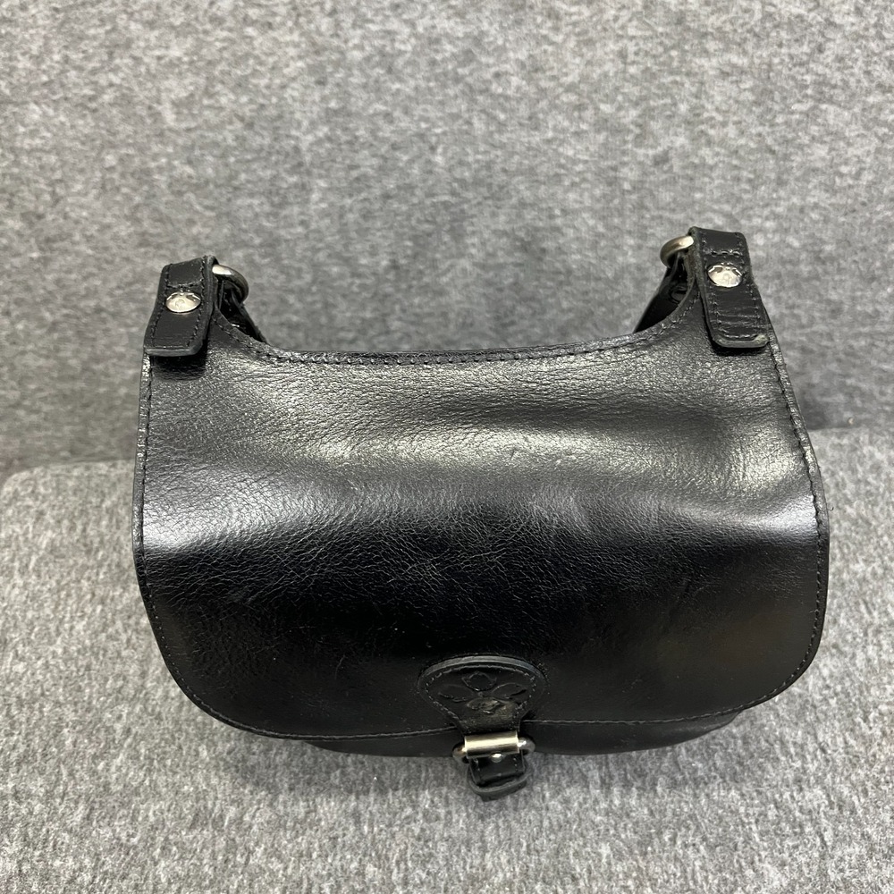 Patricia Nash London Saddle Bag Heritage Black Leather Crossbody Medium Purse - Picture 2 of 13